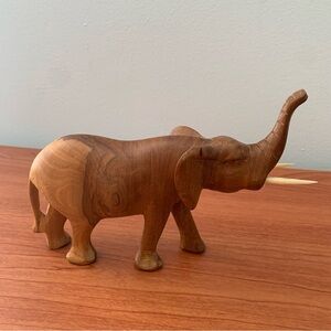 Hand Carved Wooden African Elephant Statue Made In Kenya